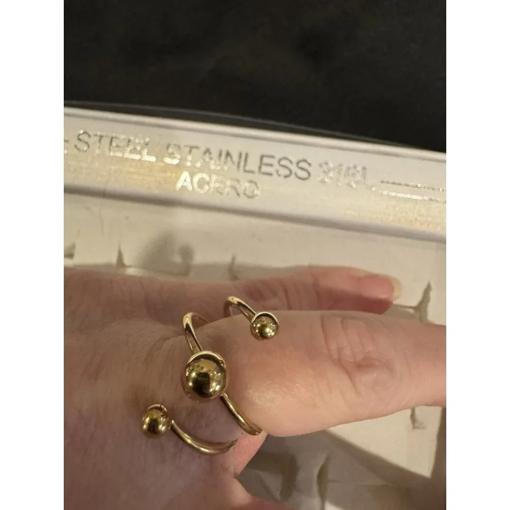 Acero Gold Coiled Balls Stacked Womens Ring Gold Stainless Steel 316L 17 US 7